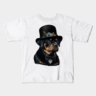 Rottweiler Funny Top Hat Kids T-Shirt